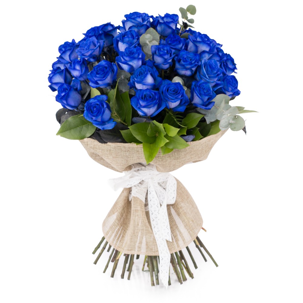 25 blue roses